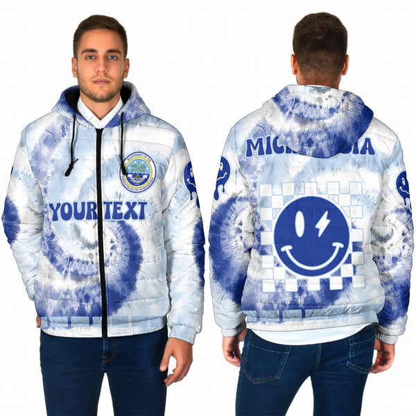 Micronesia Men Hooded Padded Jacket Custom Tie Dye Style 1