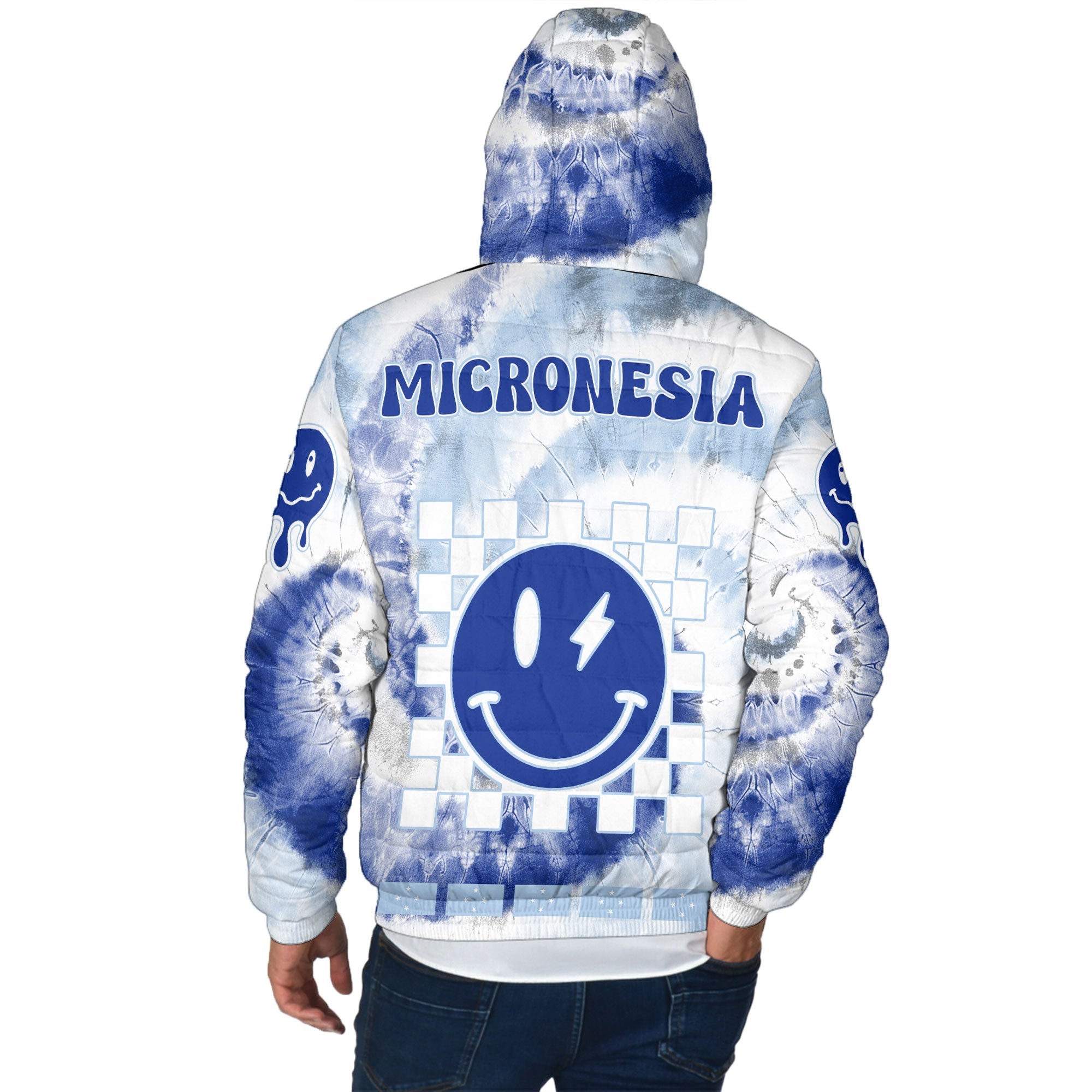 Micronesia Men Hooded Padded Jacket Custom Tie Dye Style 3