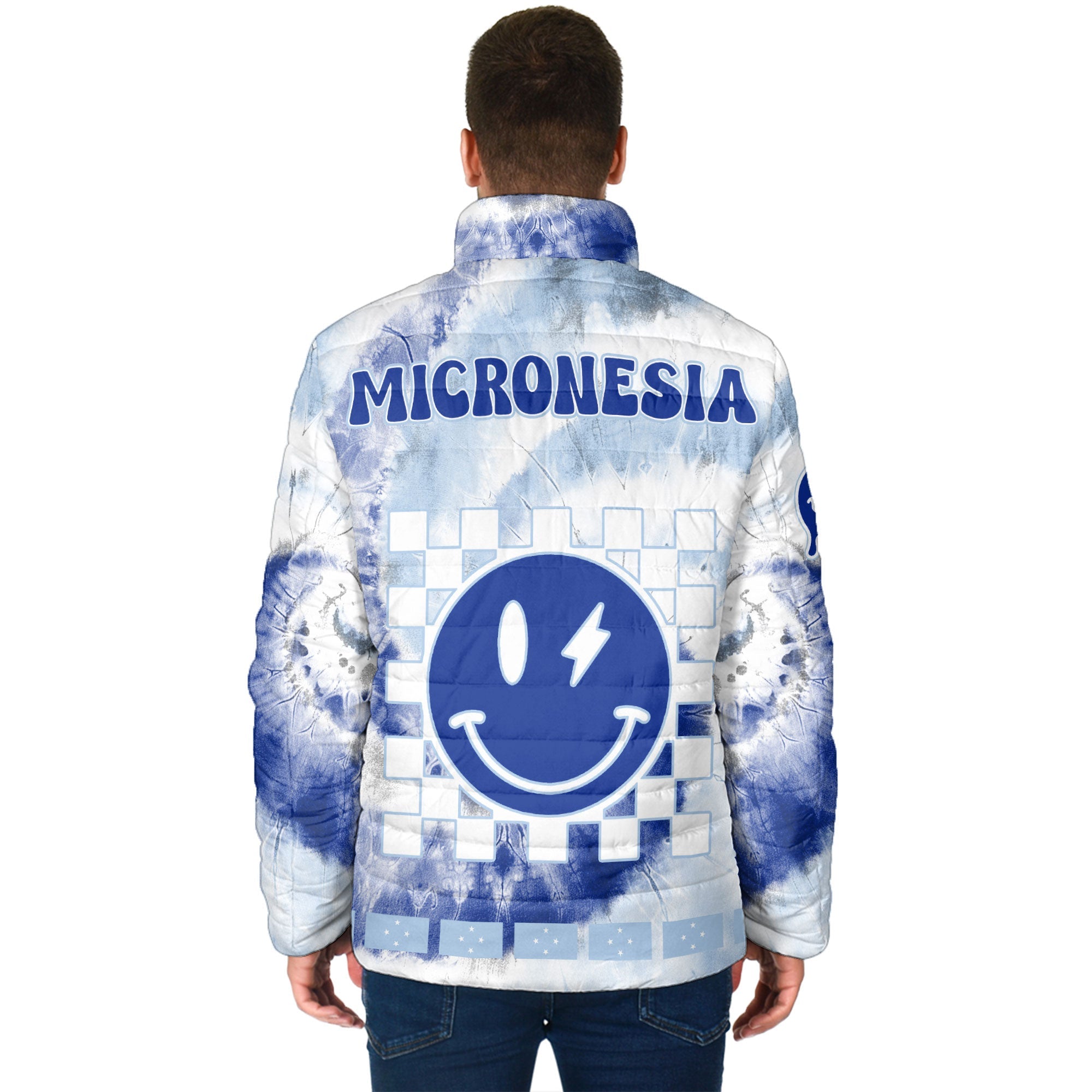 Micronesia Men Padded Jacket Custom Tie Dye Style 2