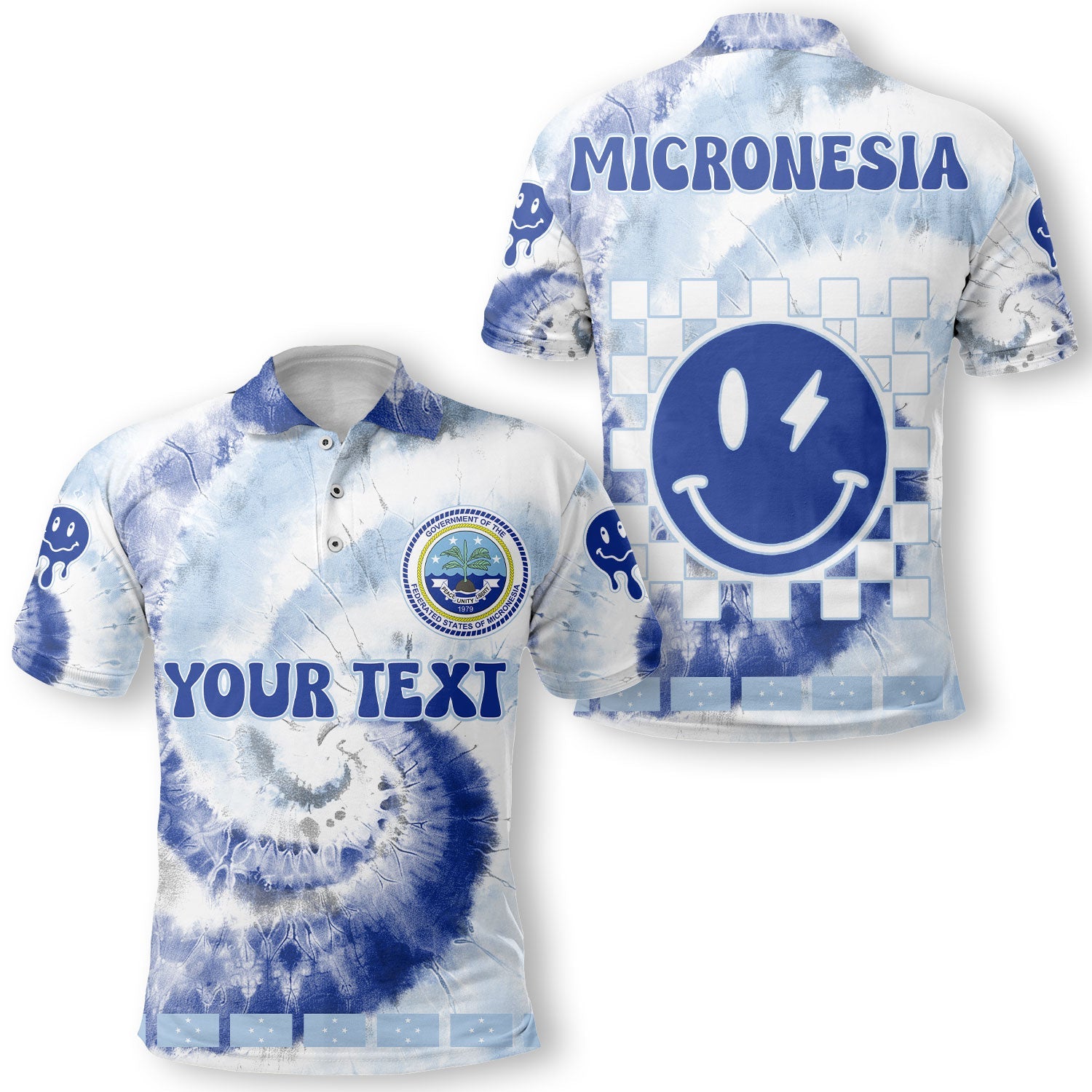 Micronesia Polo Shirt Custom Tie Dye Style 1