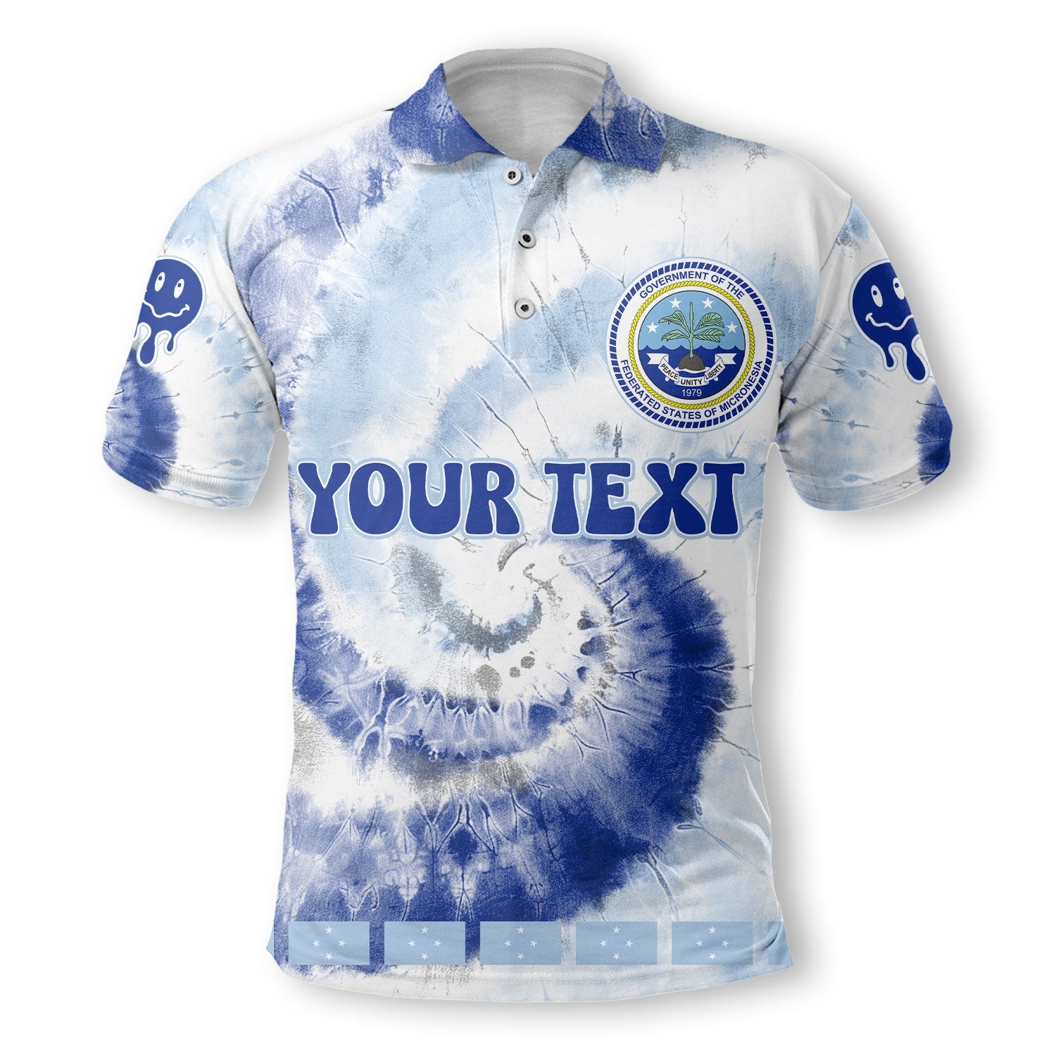 Micronesia Polo Shirt Custom Tie Dye Style 2