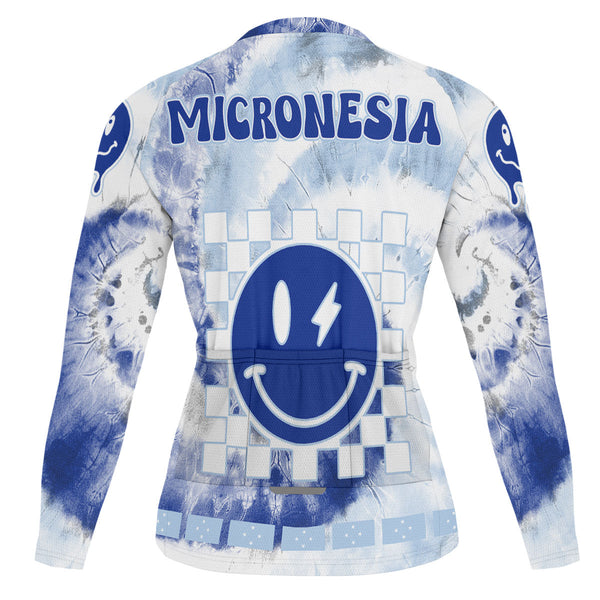 Micronesia Raglan Men Cycling Jersey Long Sleeve Custom Tie Dye Style 1