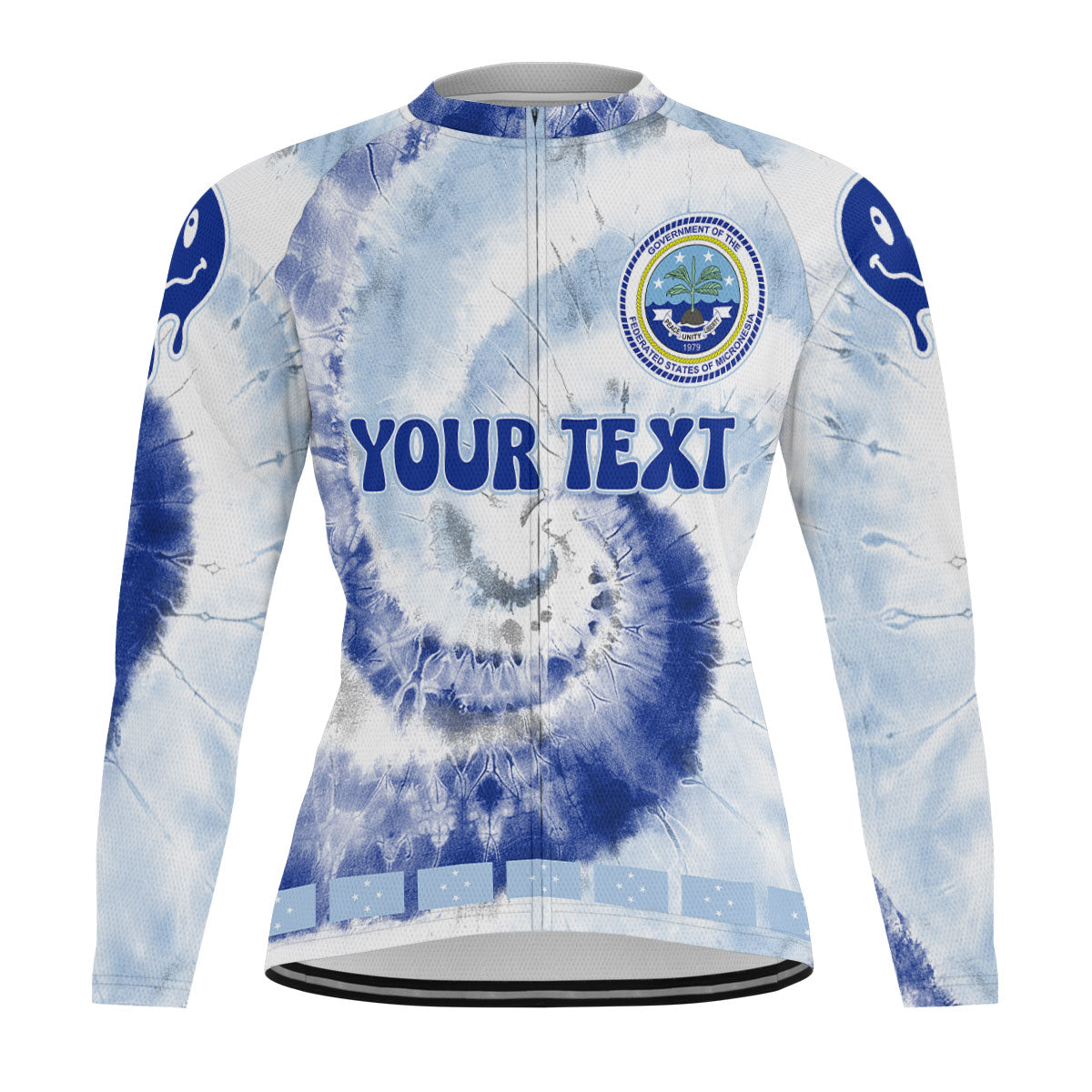 Micronesia Raglan Men Cycling Jersey Long Sleeve Custom Tie Dye Style 2