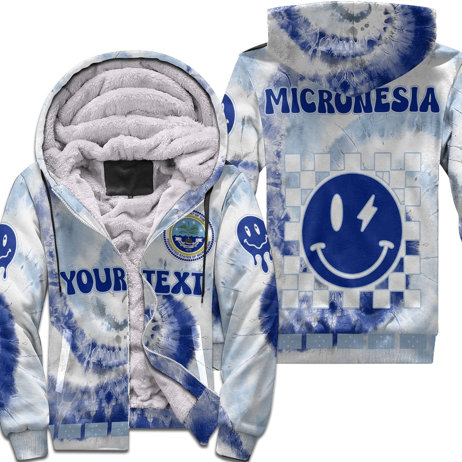 Micronesia Sherpa Hoodie Custom Tie Dye Style 1