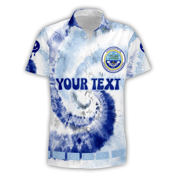 Micronesia Short Sleeve Shirt Custom Tie Dye Style 1