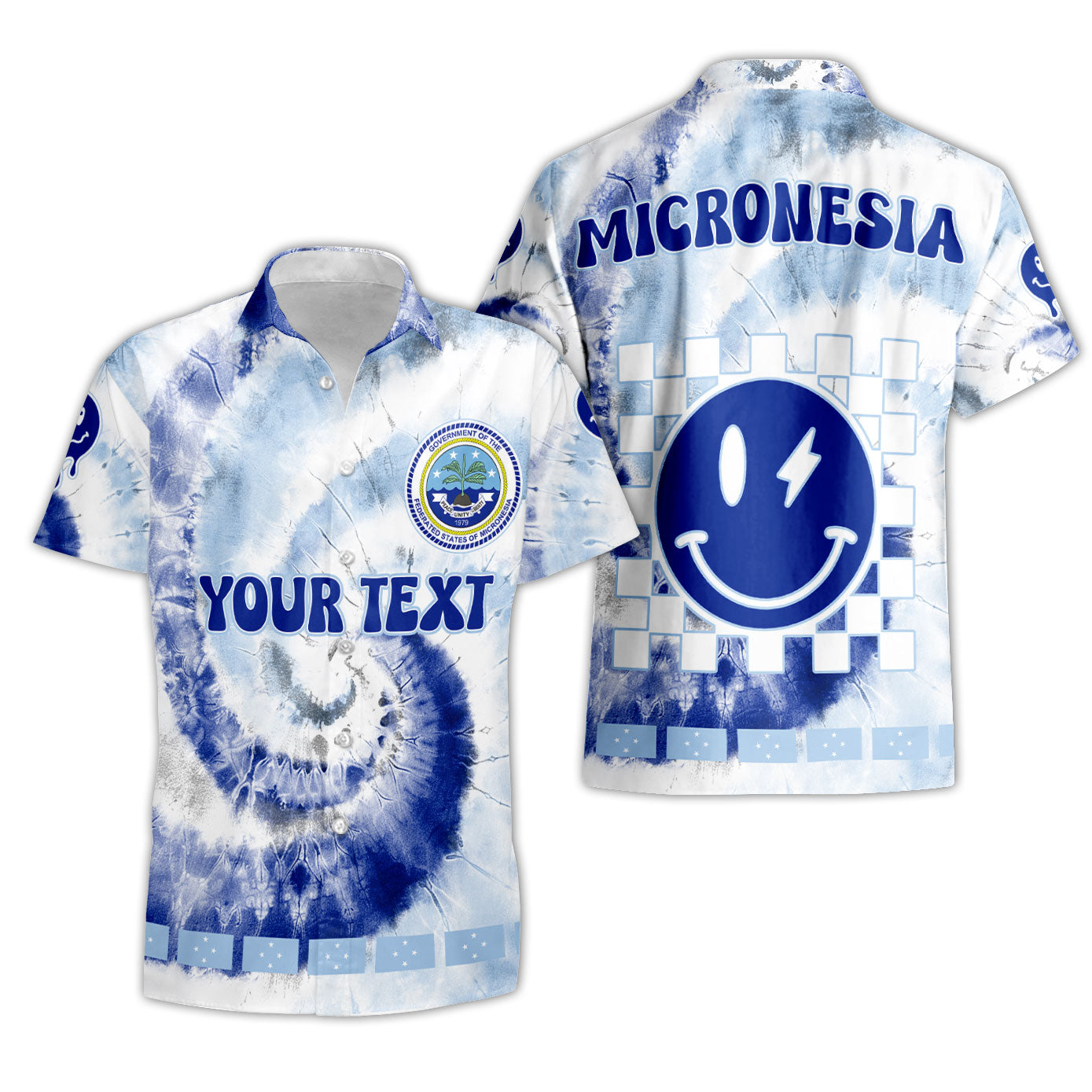 Micronesia Short Sleeve Shirt Custom Tie Dye Style 3