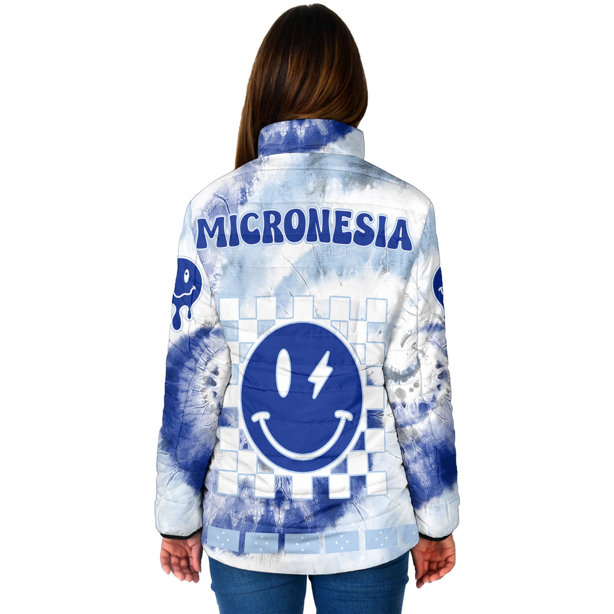 Micronesia Women Padded Jacket Custom Tie Dye Style 2