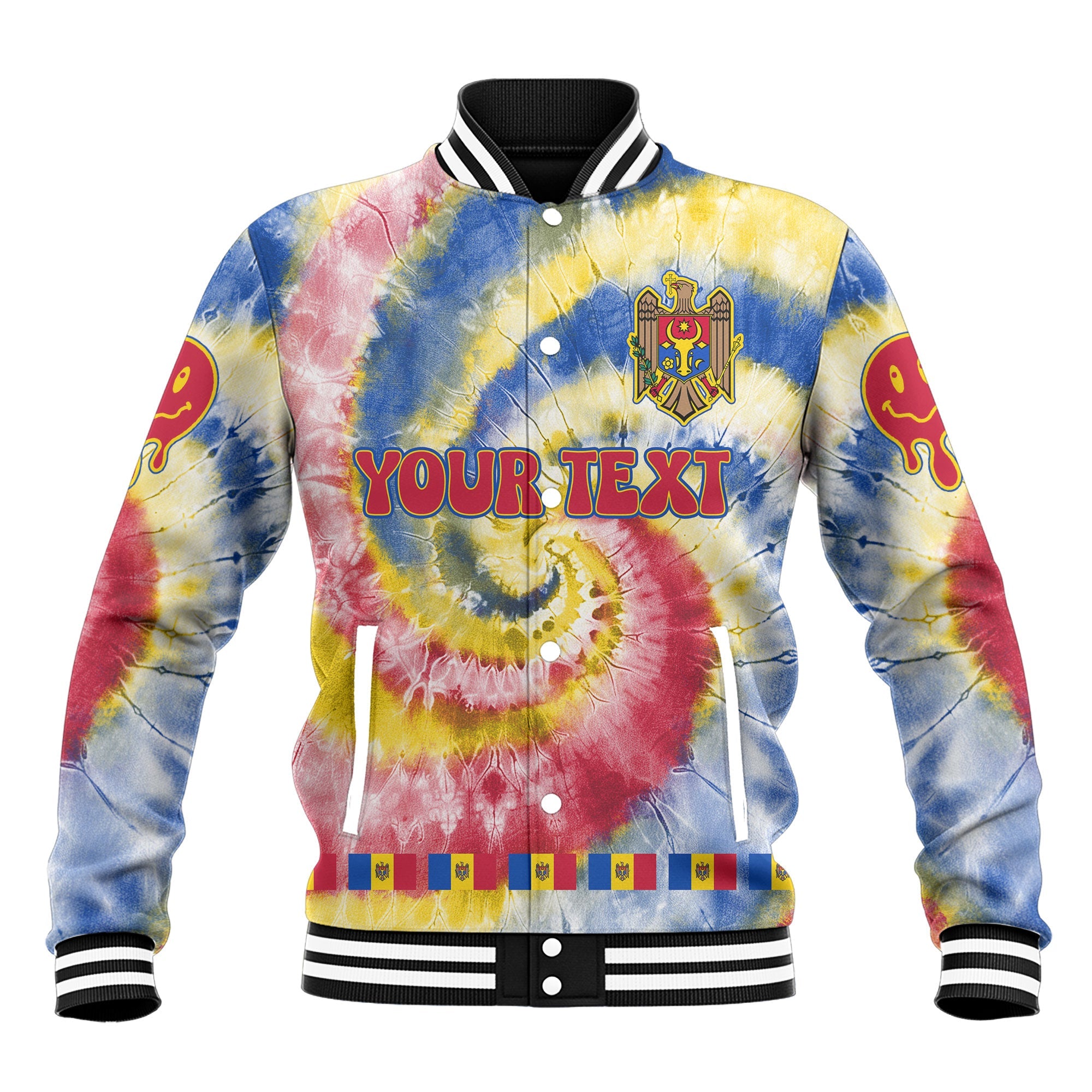 Moldova Baseball Jacket Custom Tie Dye Style 2