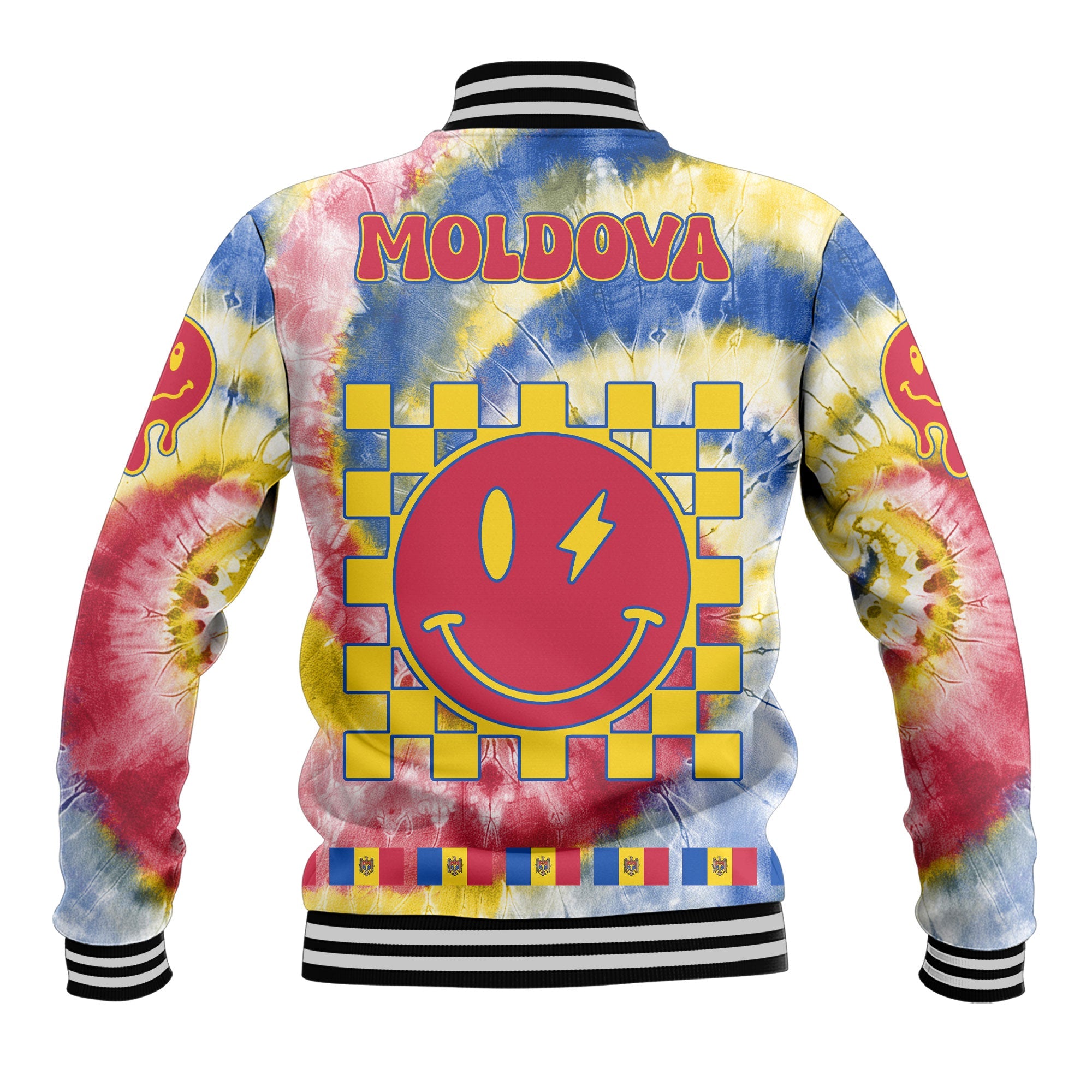 Moldova Baseball Jacket Custom Tie Dye Style 3