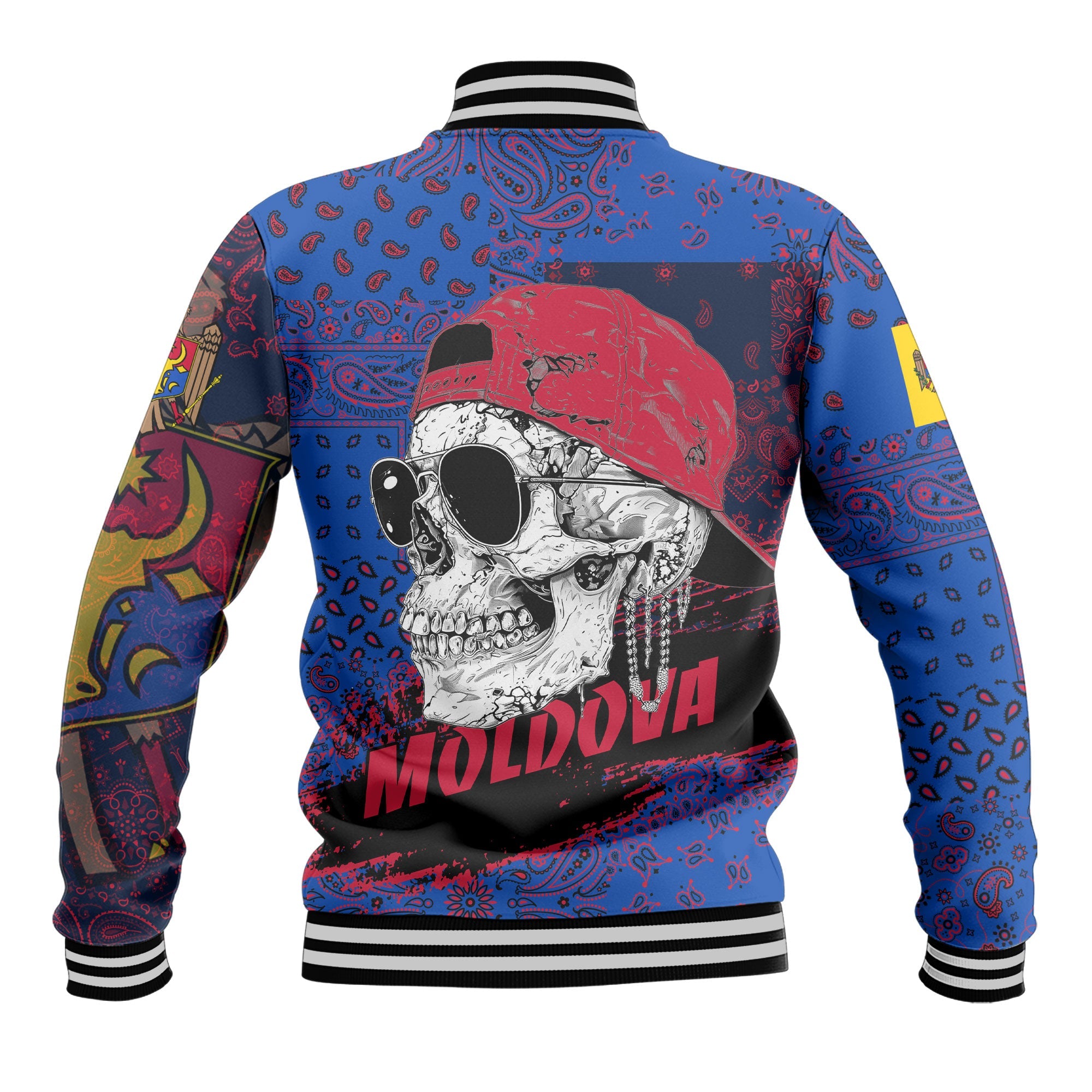 Moldova Baseball Jacket Paisley Flag And Skull Style 3