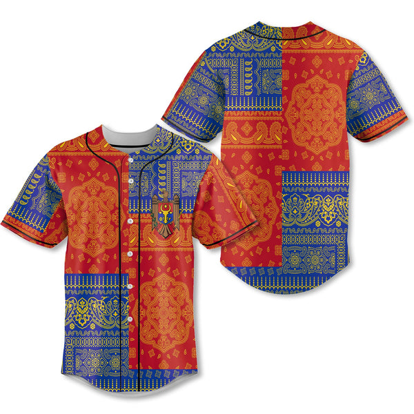 Moldova Baseball Jersey Flag And Paisley Basic Style 1