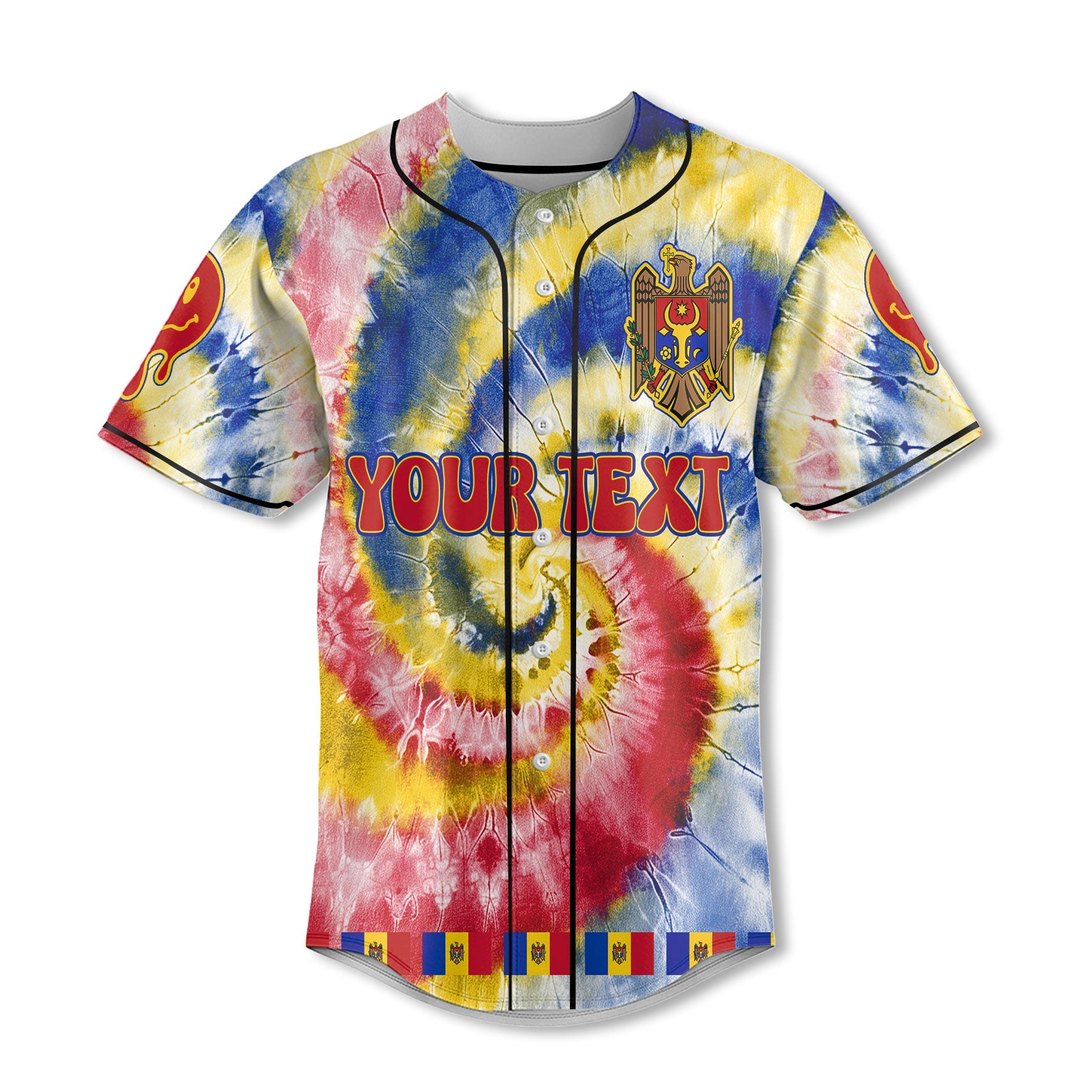 Moldova Baseball Jersey Custom Tie Dye Style 2