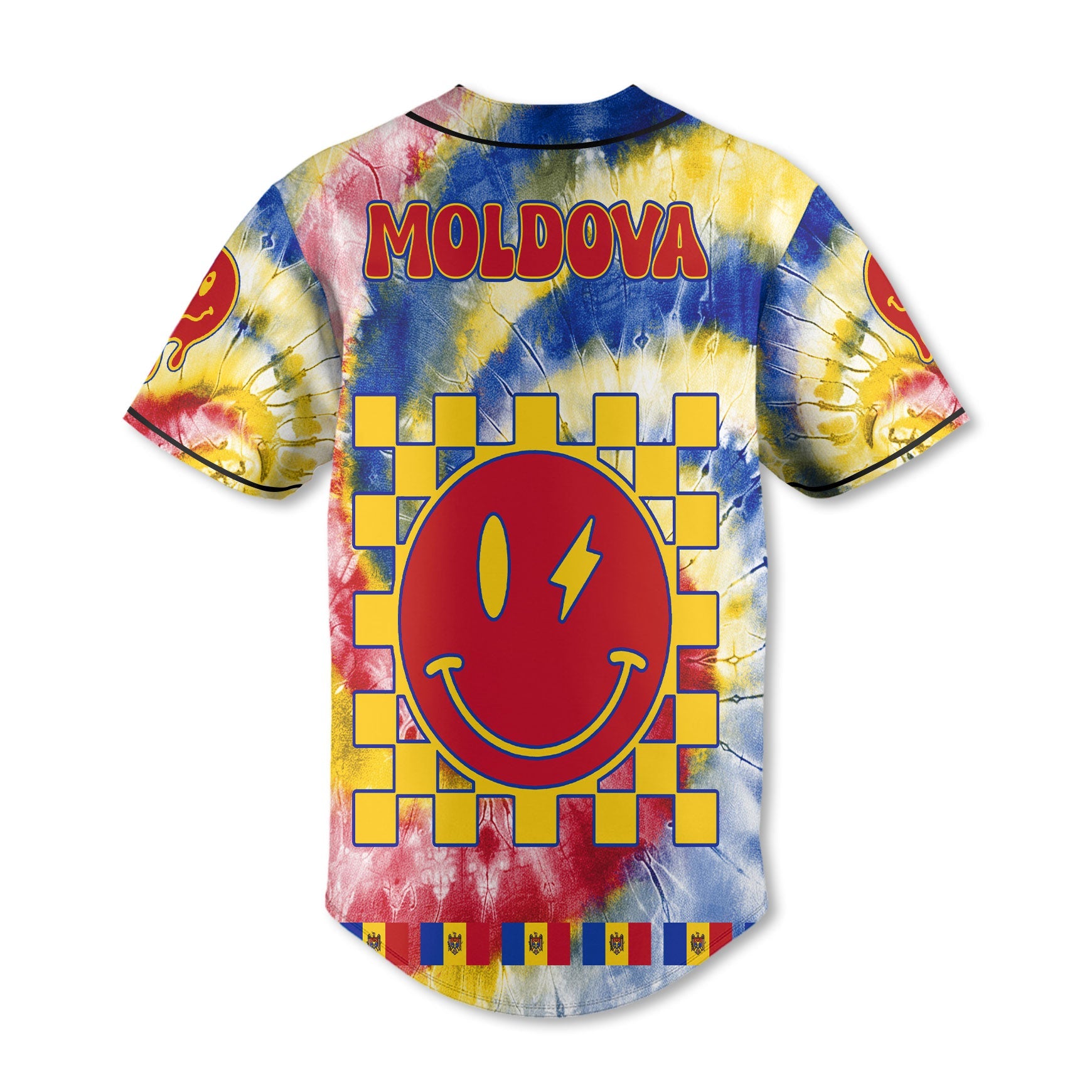 Moldova Baseball Jersey Custom Tie Dye Style 3