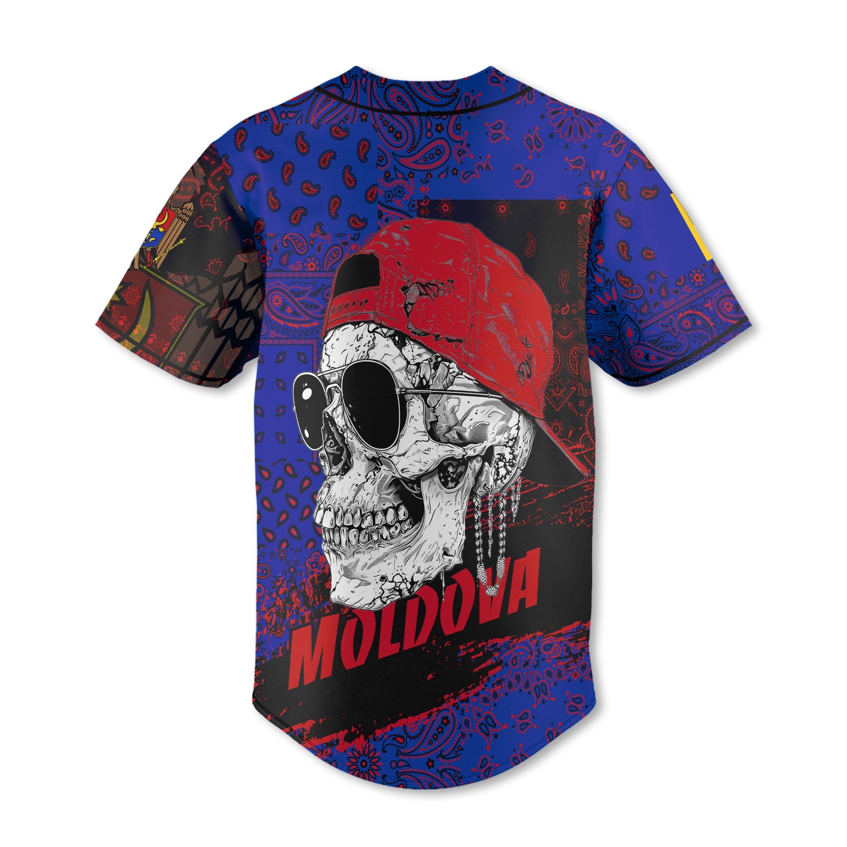 Moldova Baseball Jersey Paisley Flag And Skull Style 3