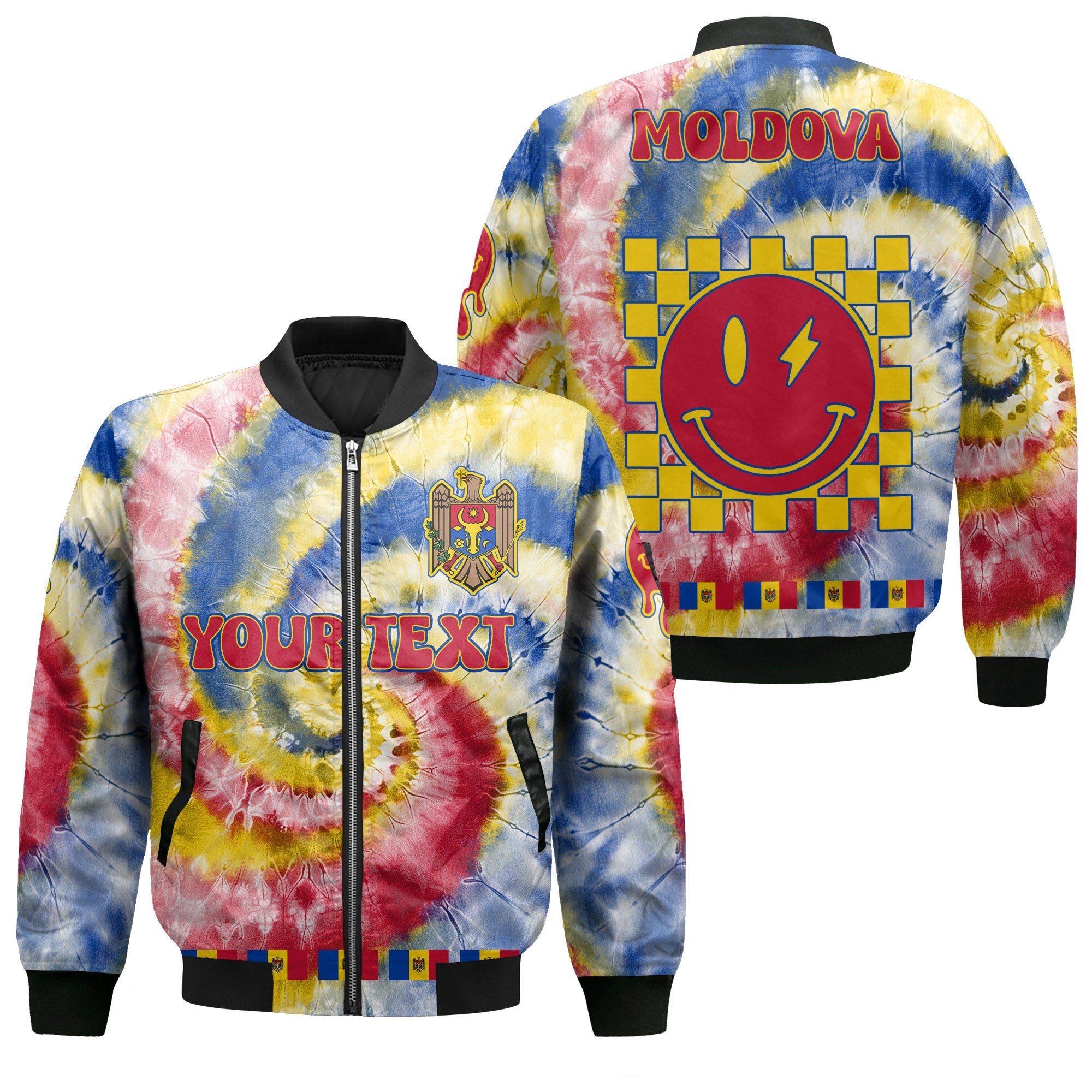 Moldova Bomber Jacket Custom Tie Dye Style 1