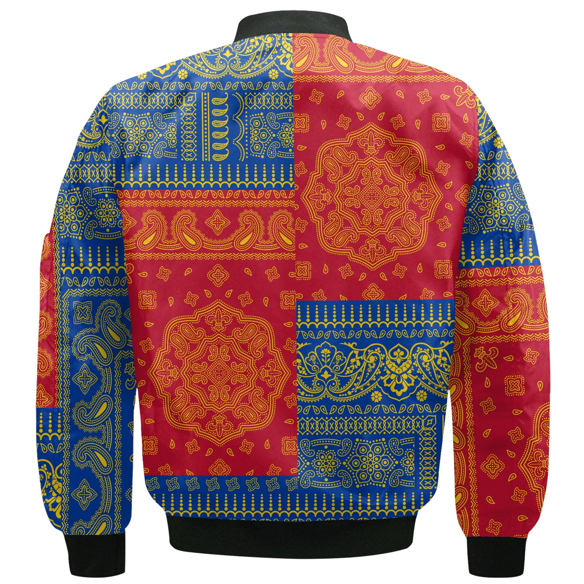 Moldova Bomber Jacket Flag And Paisley Basic Style 3