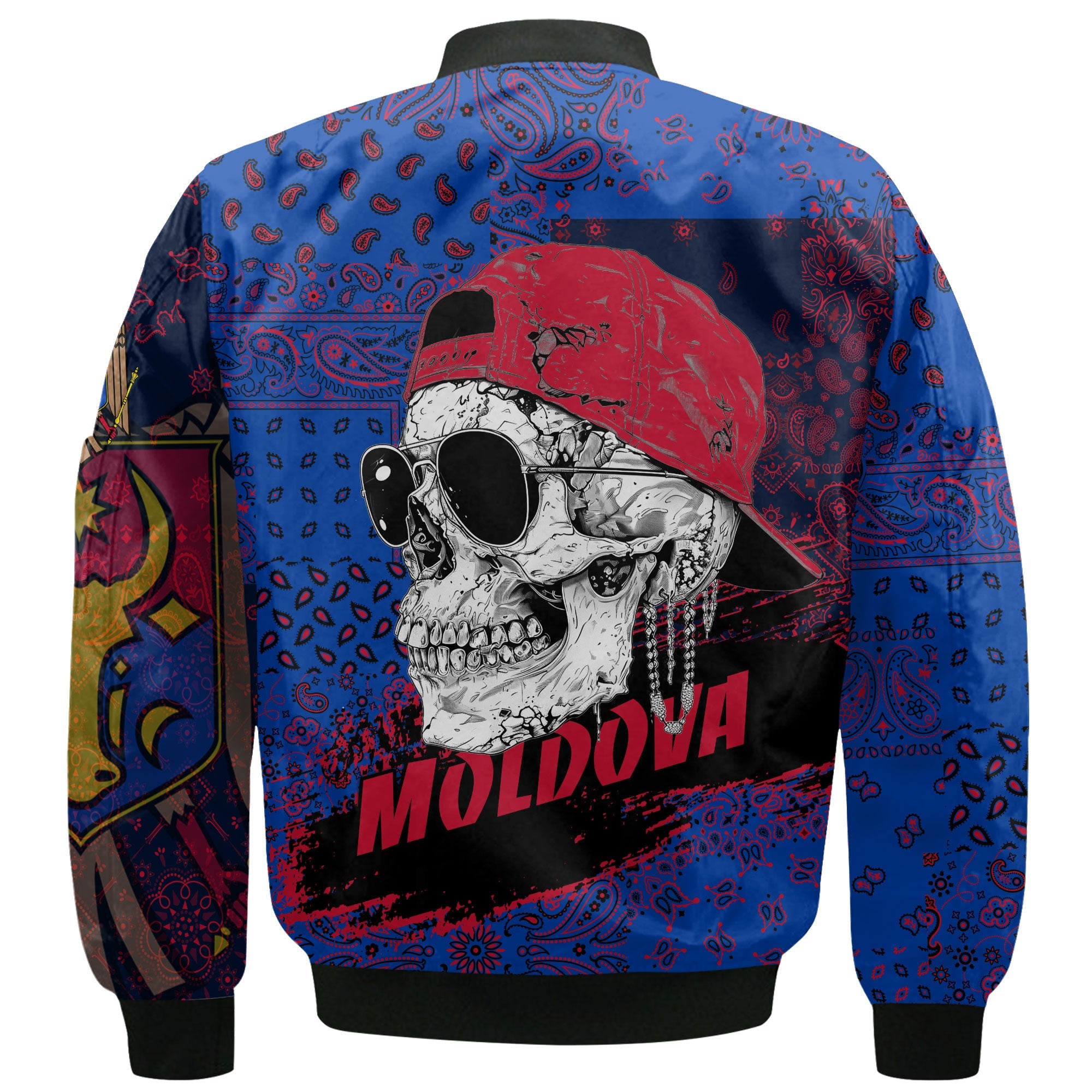 Moldova Bomber Jacket Paisley Flag And Skull Style 3