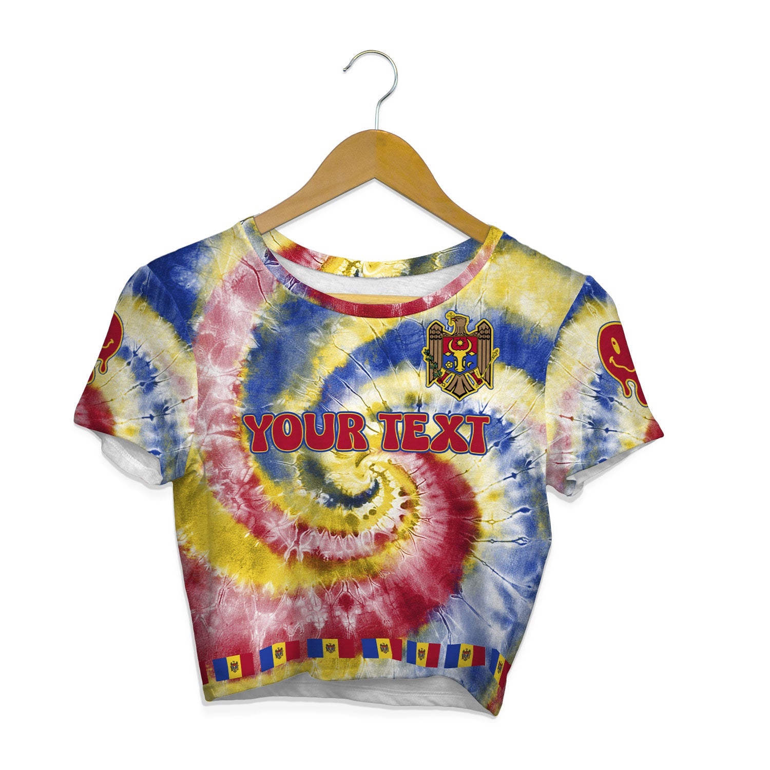 Moldova Croptop T Shirt Custom Tie Dye Style 1