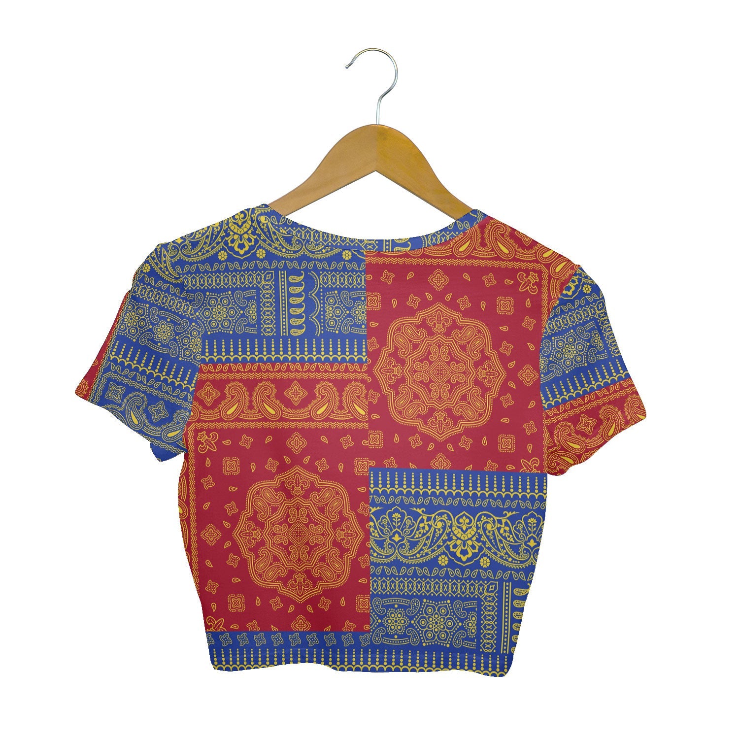 Moldova Croptop T Shirt Flag And Paisley Basic Style 2