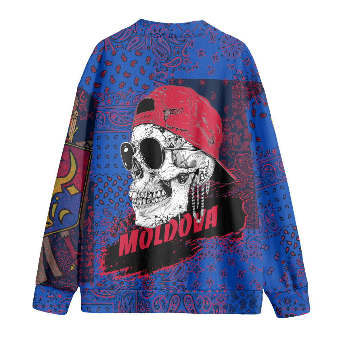 Moldova Fleece Cardigan Paisley Flag And Skull Style 2