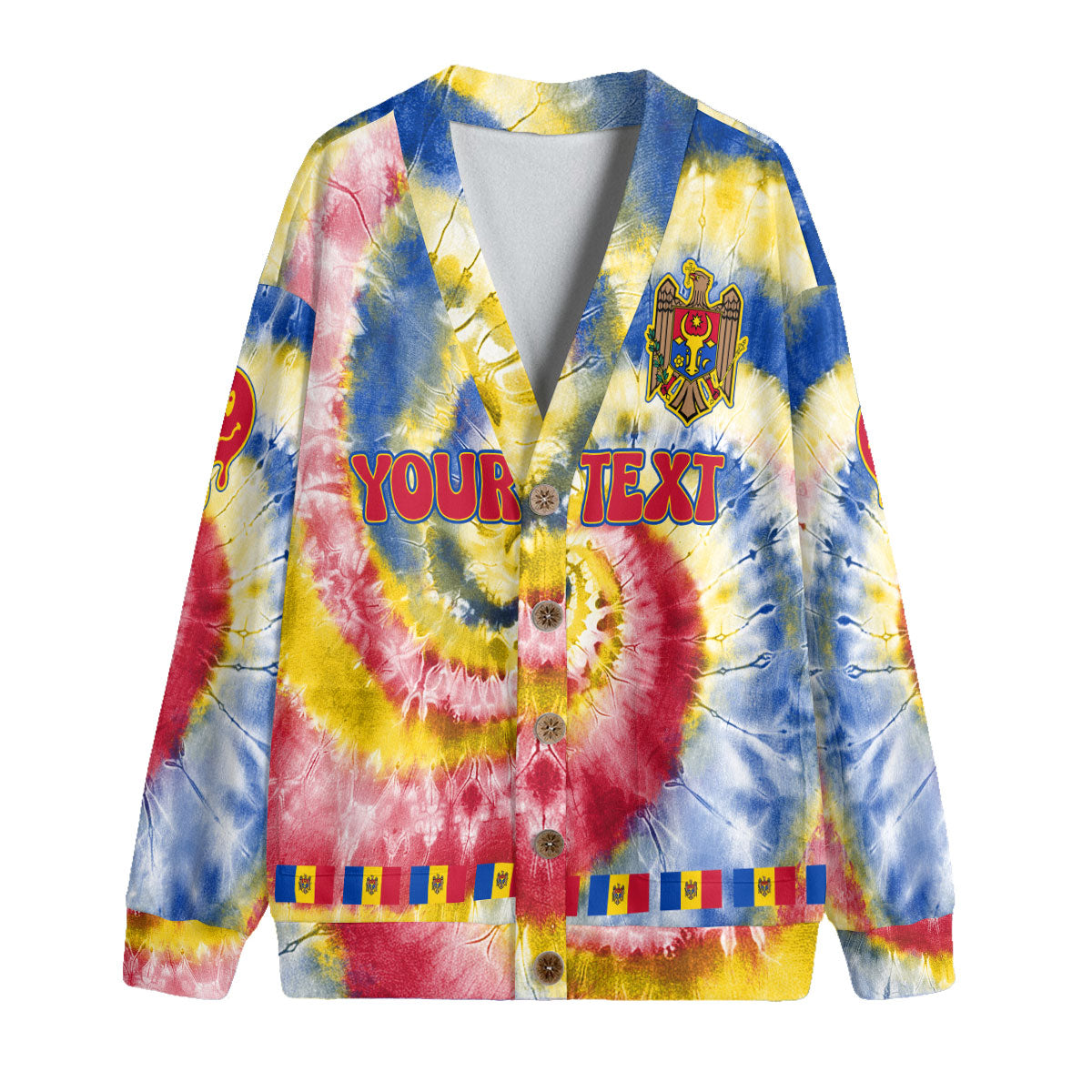 Moldova Fleece Cardigan Custom Tie Dye Style 2