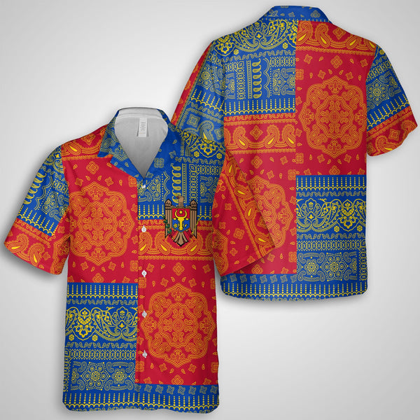 Moldova Hawaiian Shirt Flag And Paisley Basic Style 1