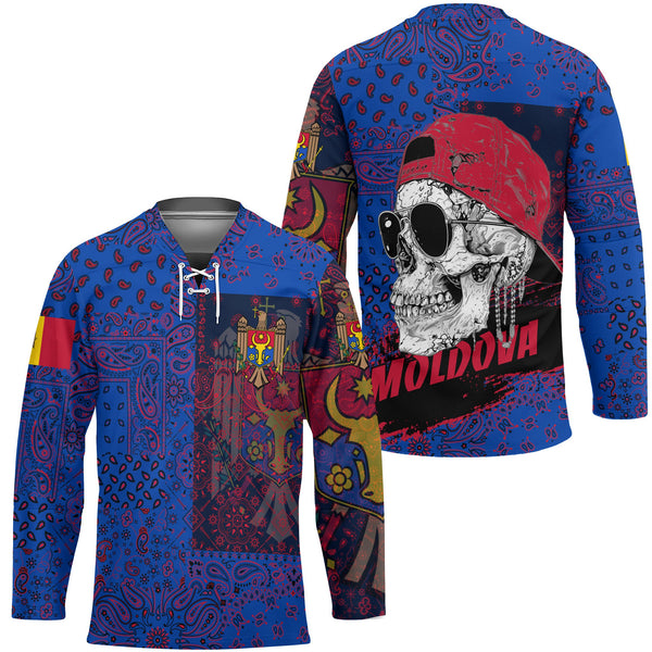 Moldova Hockey Jersey Paisley Flag And Skull Style 1