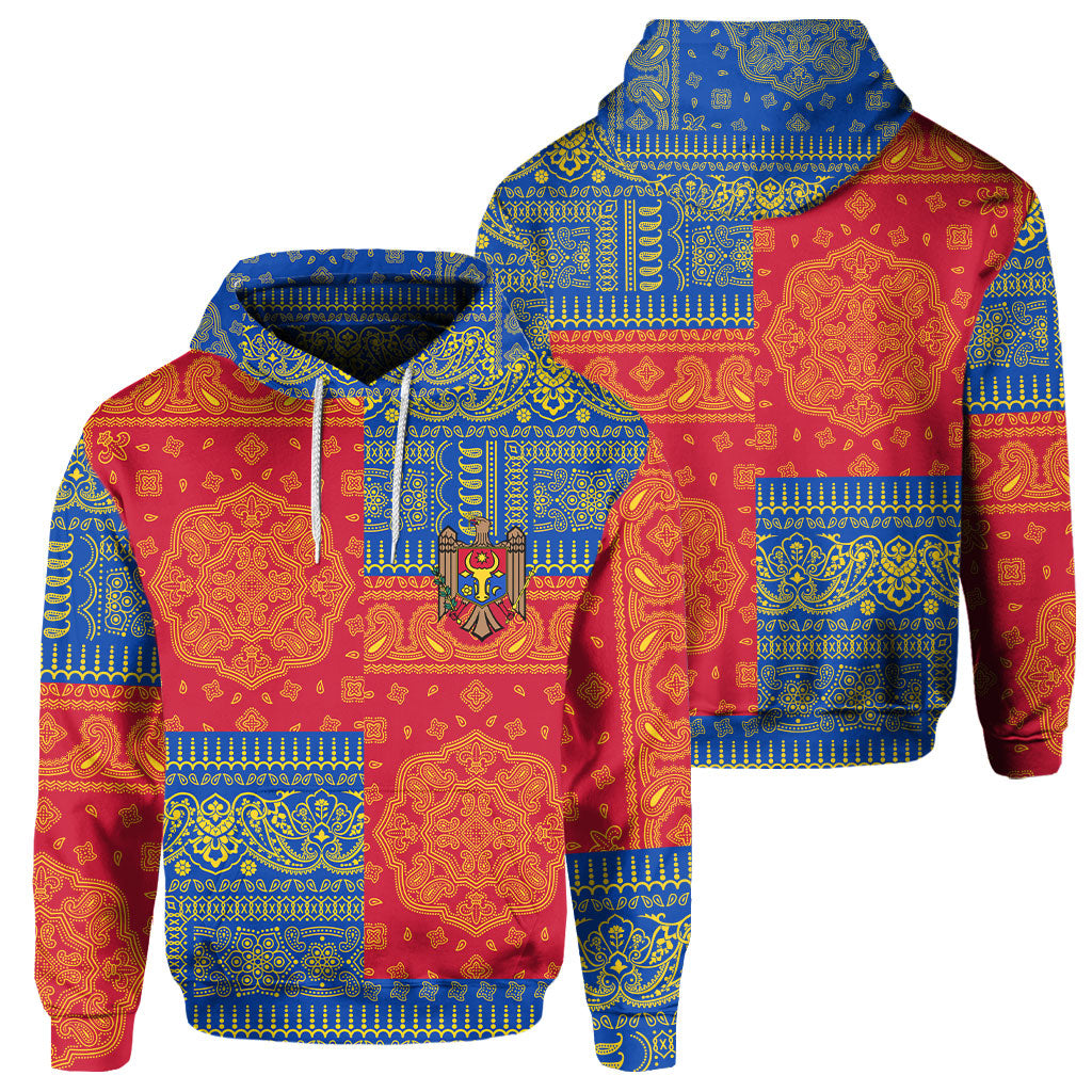 Moldova Hoodie Flag And Paisley Basic Style 1