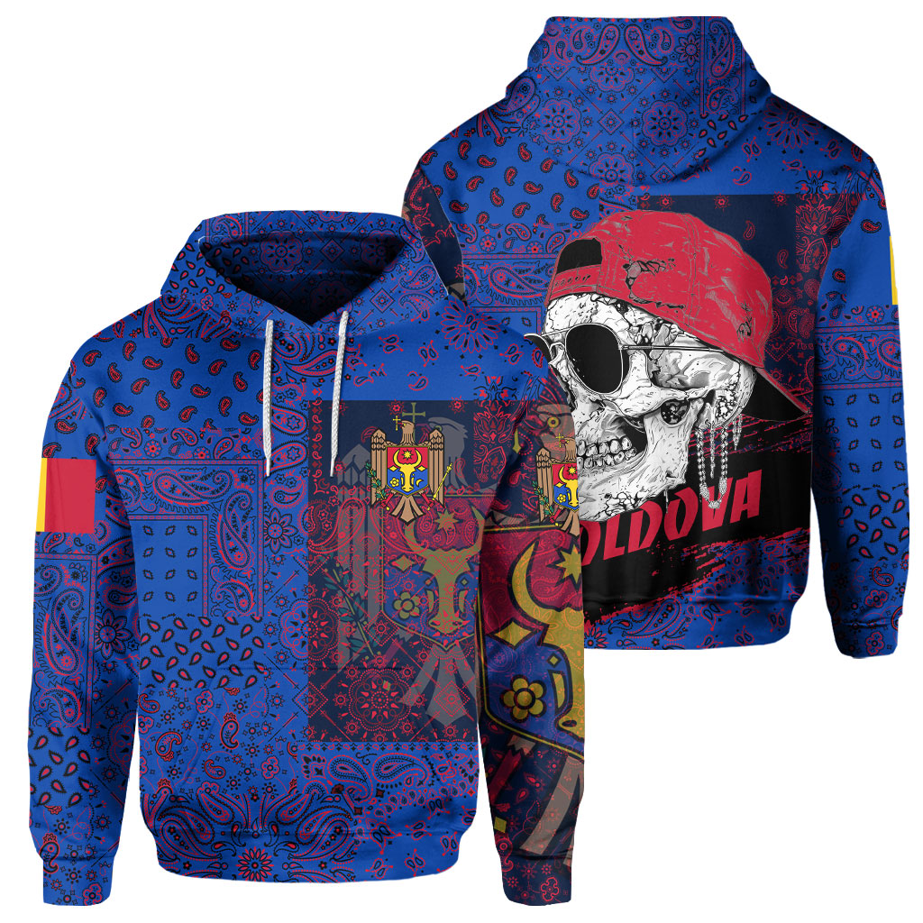 Moldova Hoodie Paisley Flag And Skull Style 1