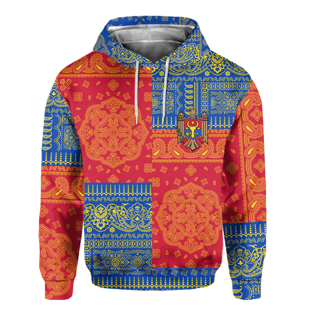 Moldova Hoodie Flag And Paisley Basic Style 2