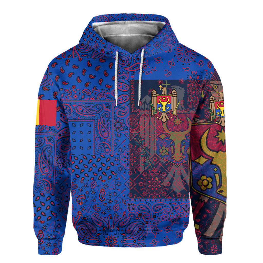 Moldova Hoodie Paisley Flag And Skull Style 2