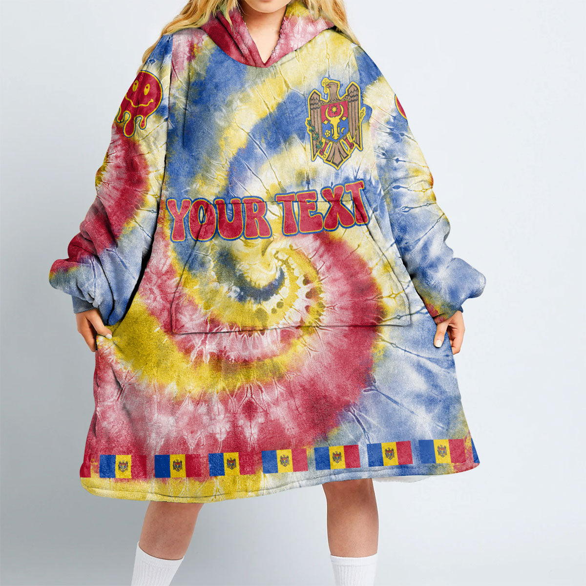 Moldova Hoodie Blanket Custom Tie Dye Style 2