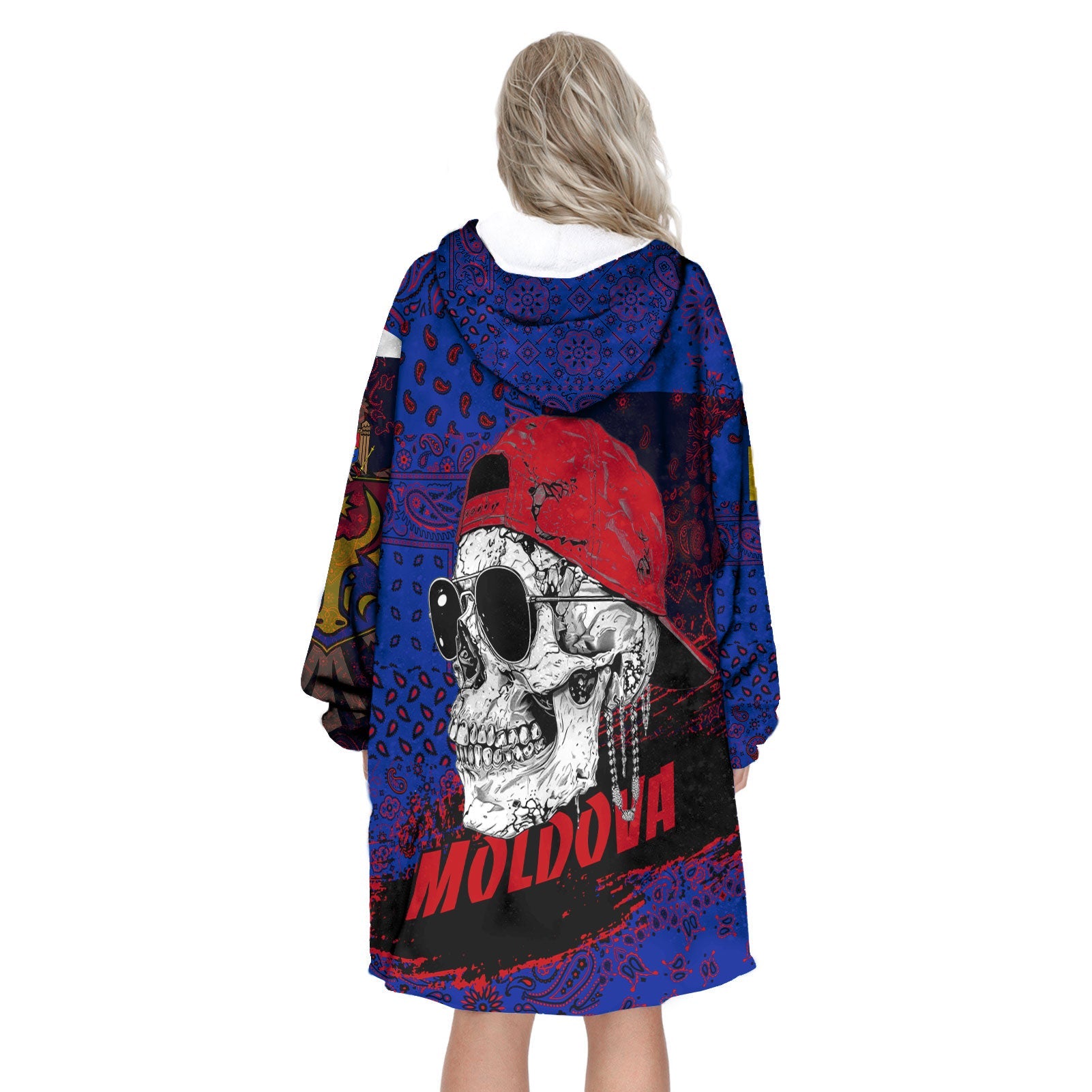 Moldova Hoodie Blanket Paisley Flag And Skull Style 3