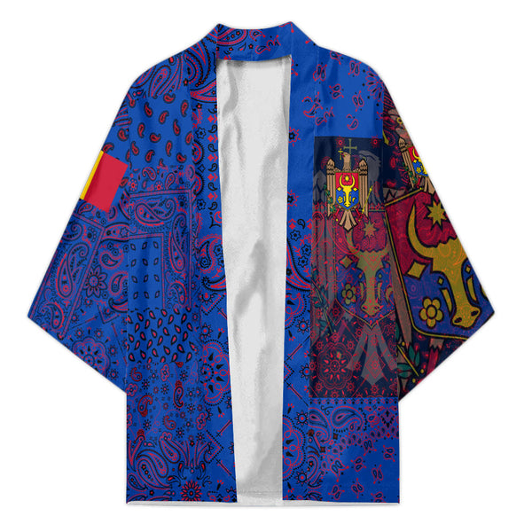 Moldova Kimono Paisley Flag And Skull Style 1