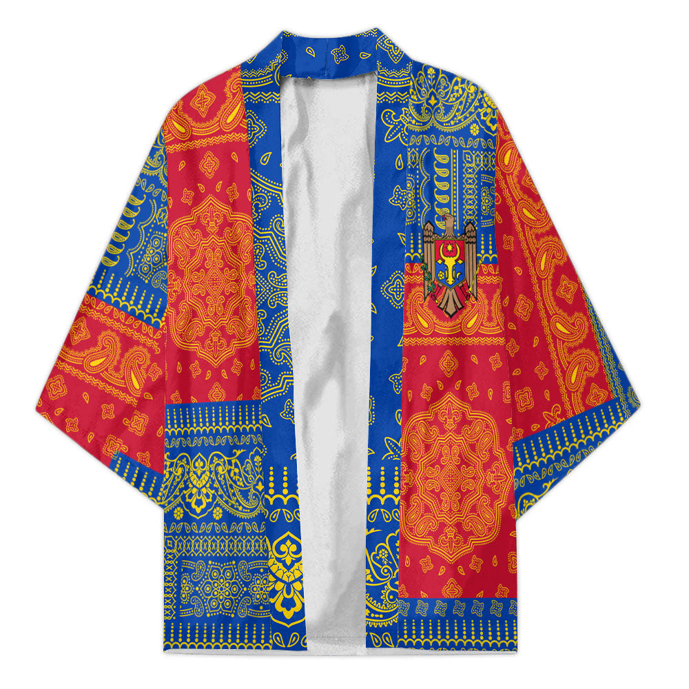 Moldova Kimono Flag And Paisley Basic Style 2