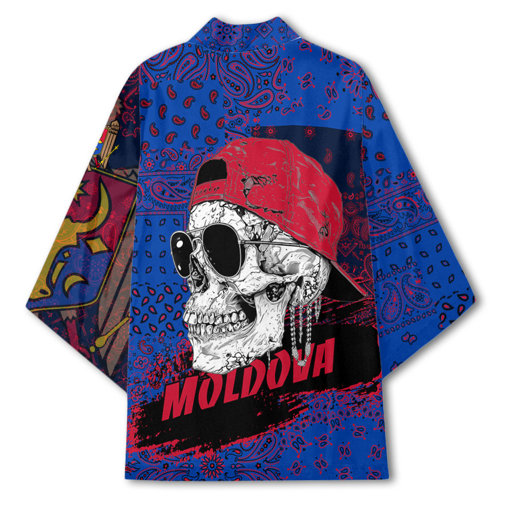 Moldova Kimono Paisley Flag And Skull Style 3