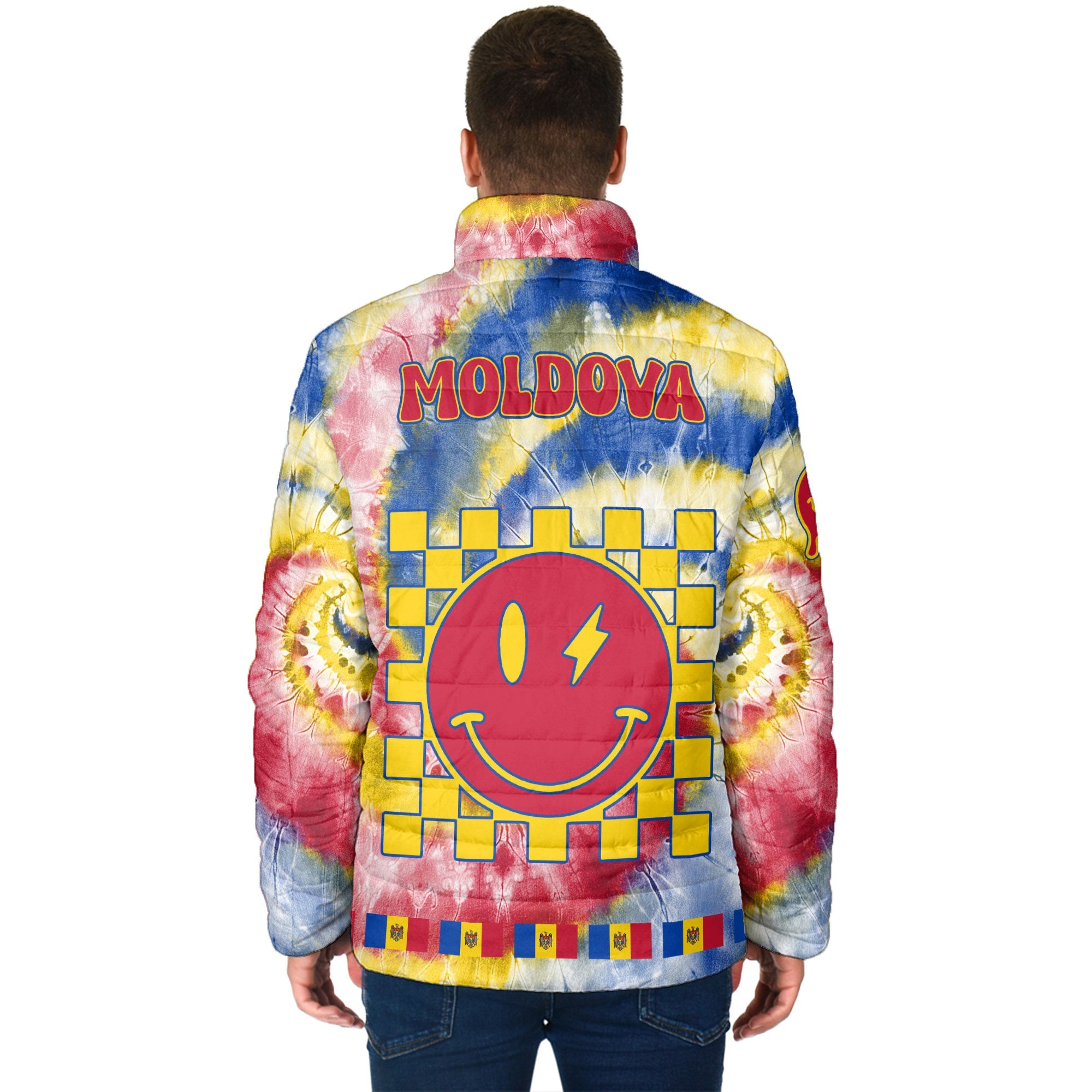 Moldova Men Padded Jacket Custom Tie Dye Style 2