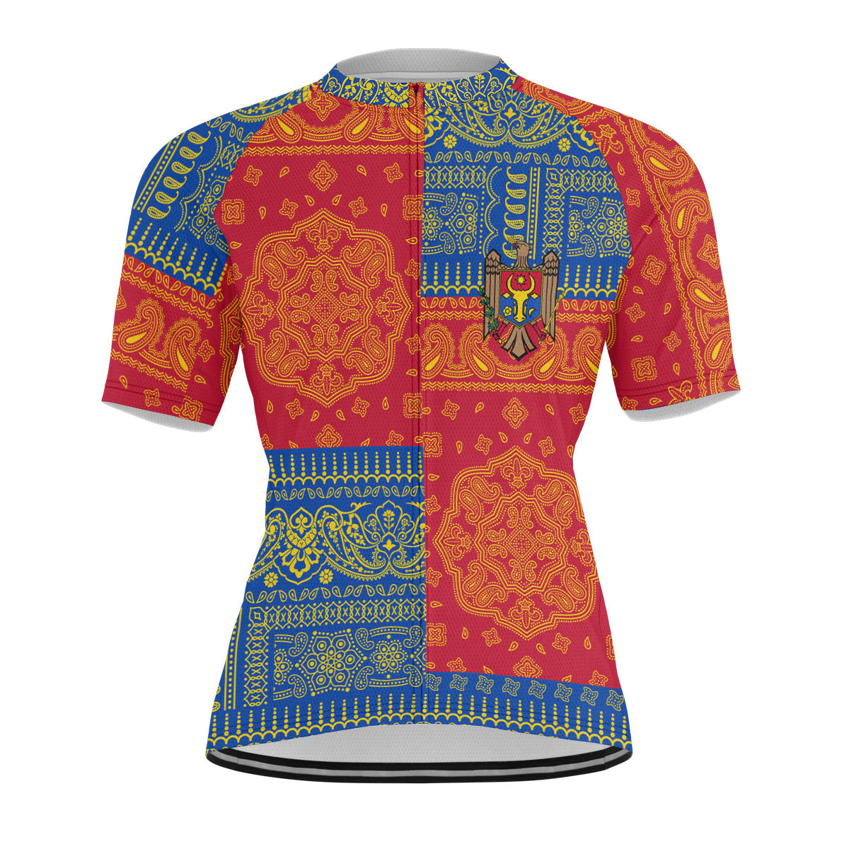 Moldova Men Cycling Jersey Flag And Paisley Basic Style 1