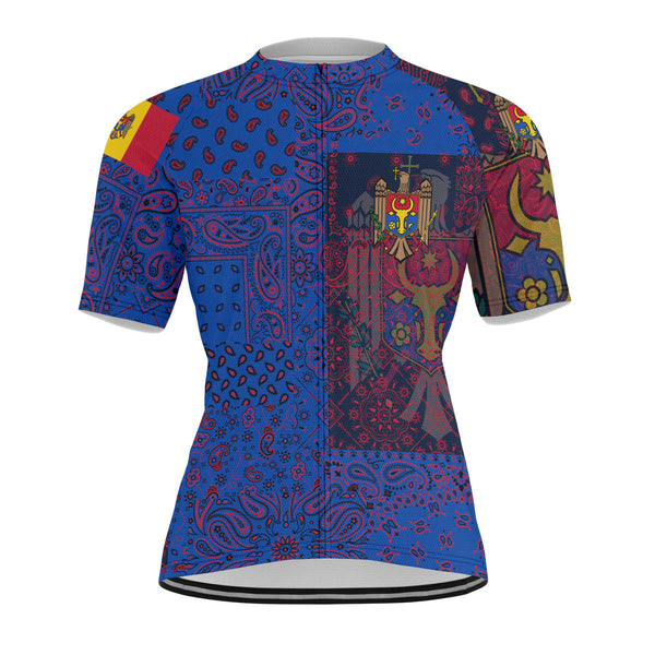 Moldova Men Cycling Jersey Paisley Flag And Skull Style 1