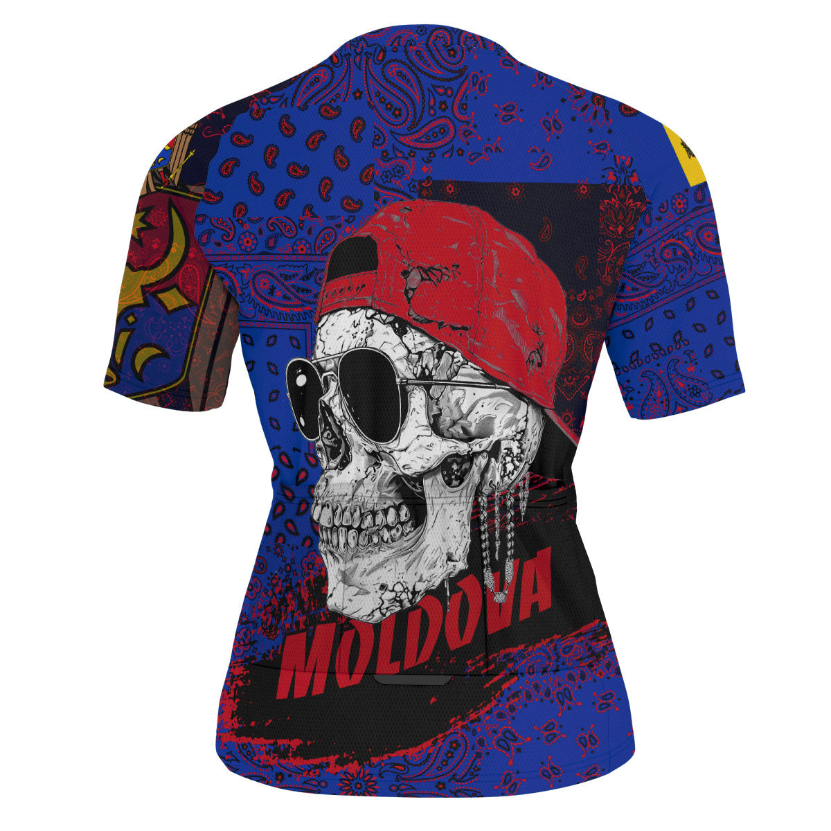 Moldova Men Cycling Jersey Paisley Flag And Skull Style 3