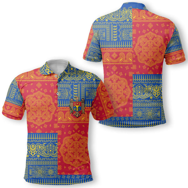 Moldova Polo Shirt Flag And Paisley Basic Style 1