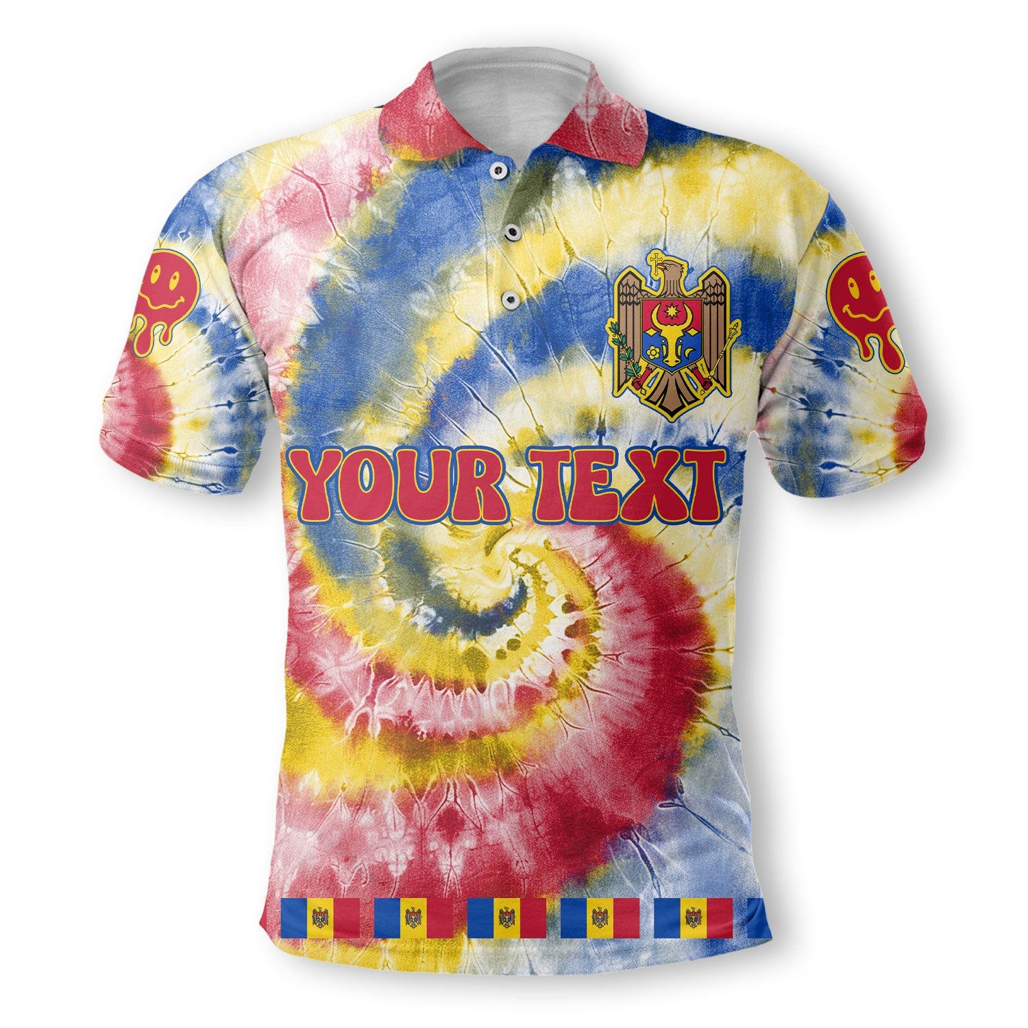 Moldova Polo Shirt Custom Tie Dye Style 2