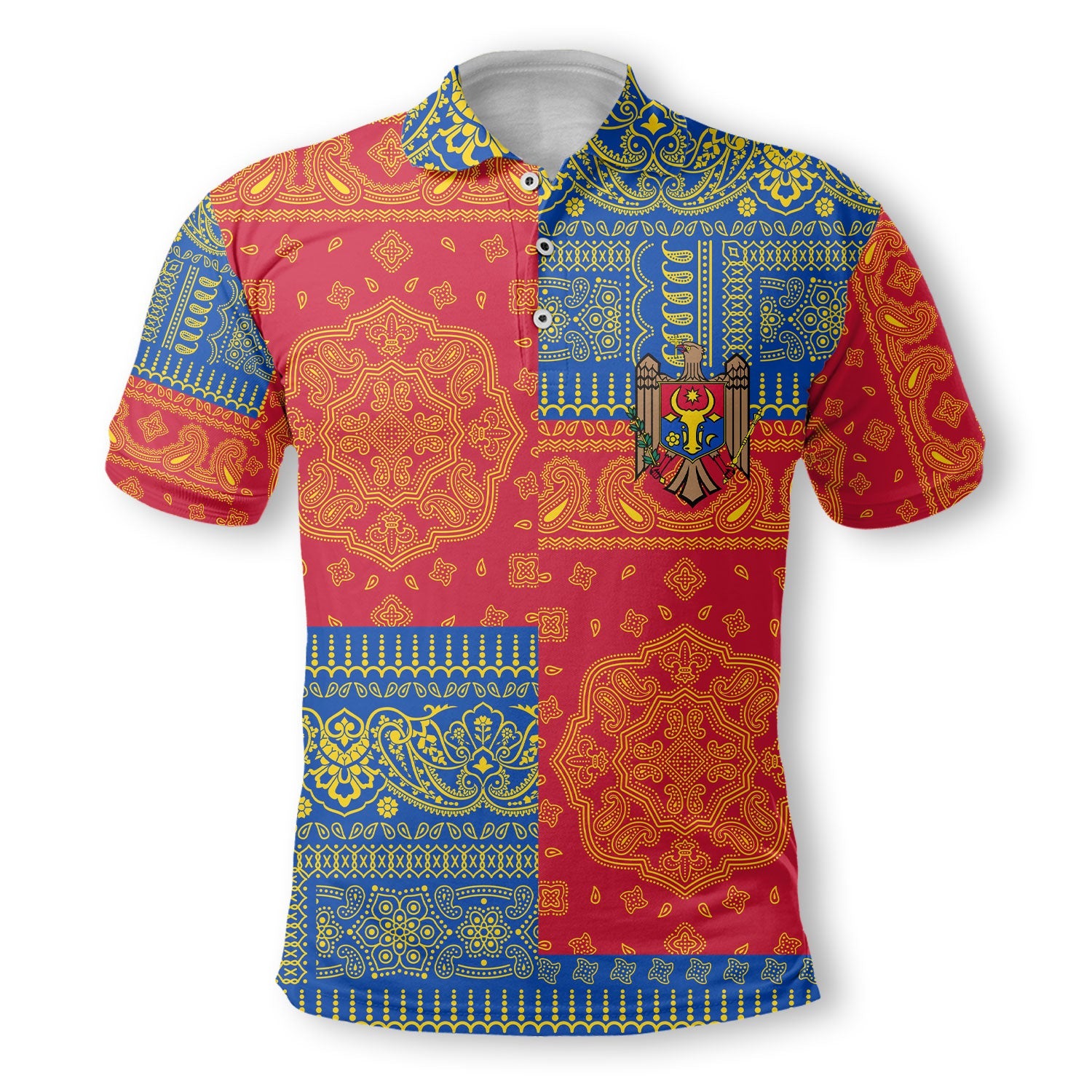 Moldova Polo Shirt Flag And Paisley Basic Style 2