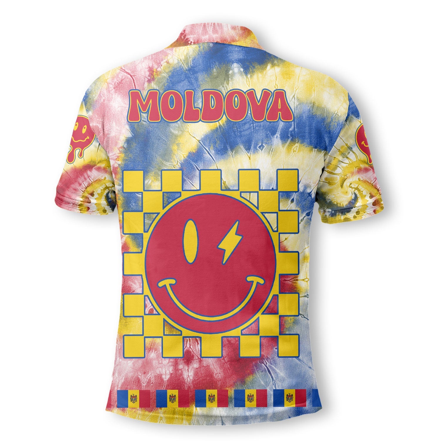 Moldova Polo Shirt Custom Tie Dye Style 3