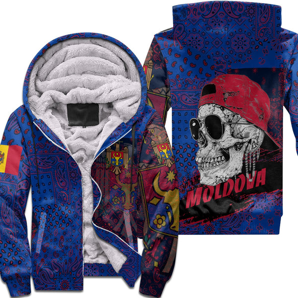 Moldova Sherpa Hoodie Paisley Flag And Skull Style 1