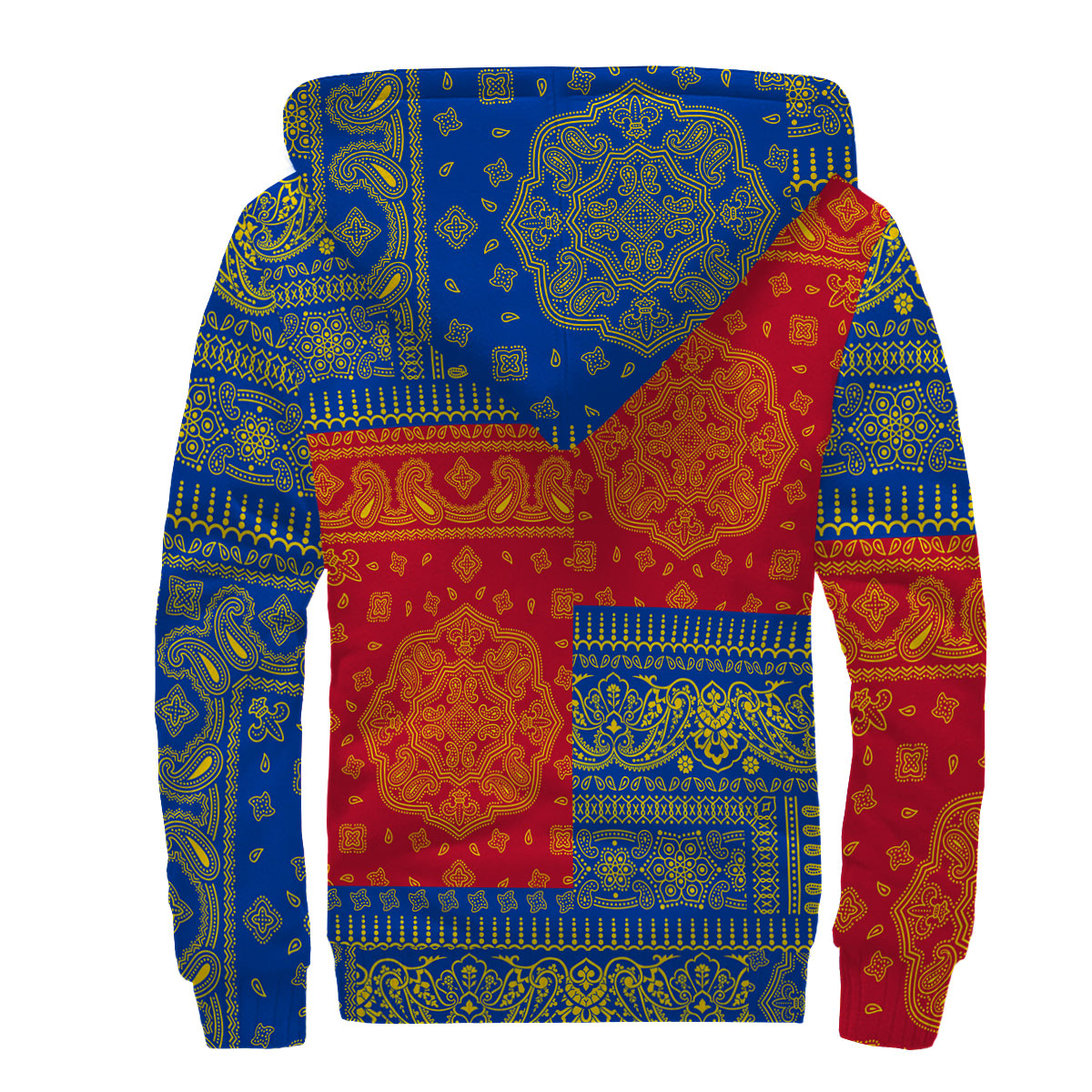 Moldova Sherpa Hoodie Flag And Paisley Basic Style 2