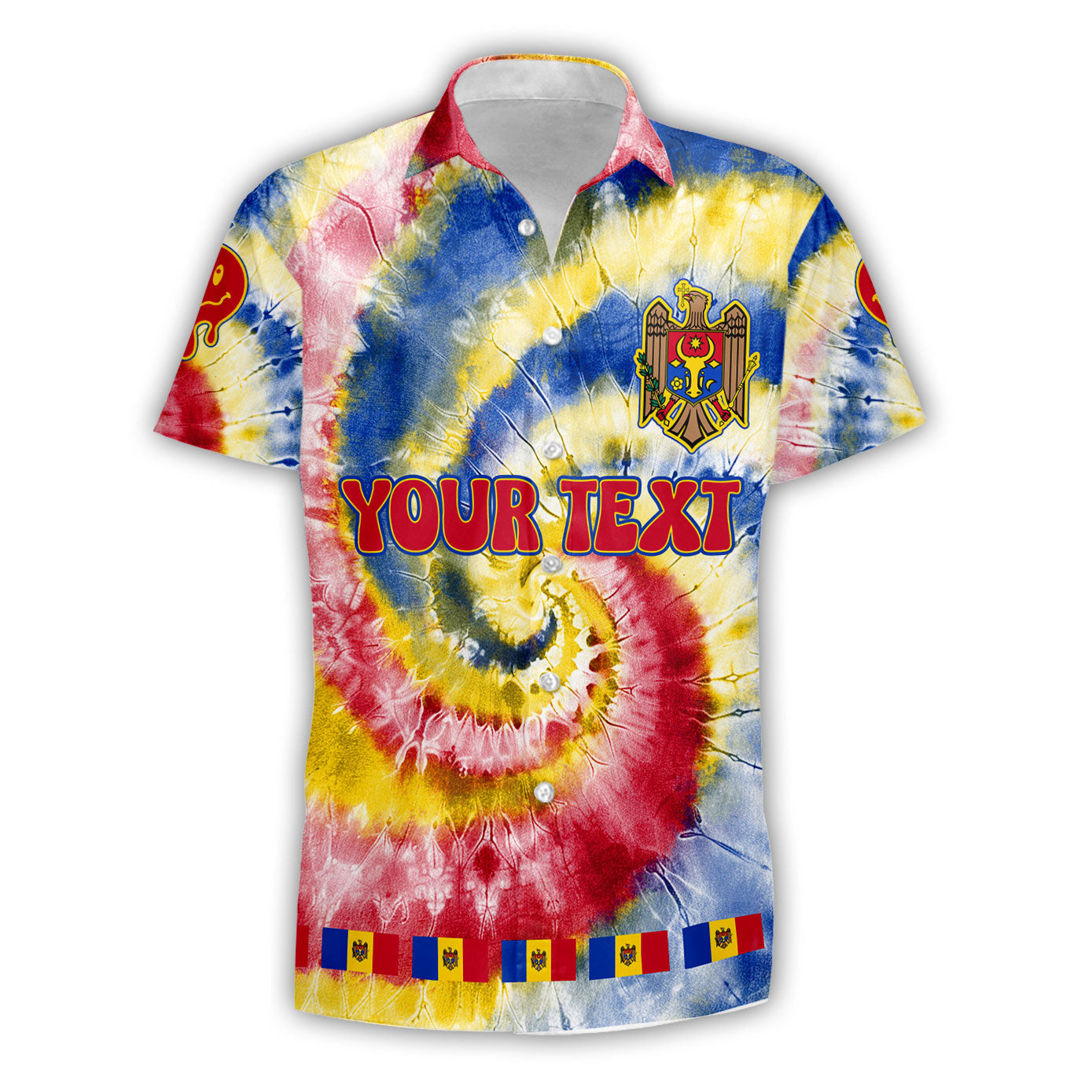 Moldova Short Sleeve Shirt Custom Tie Dye Style 1