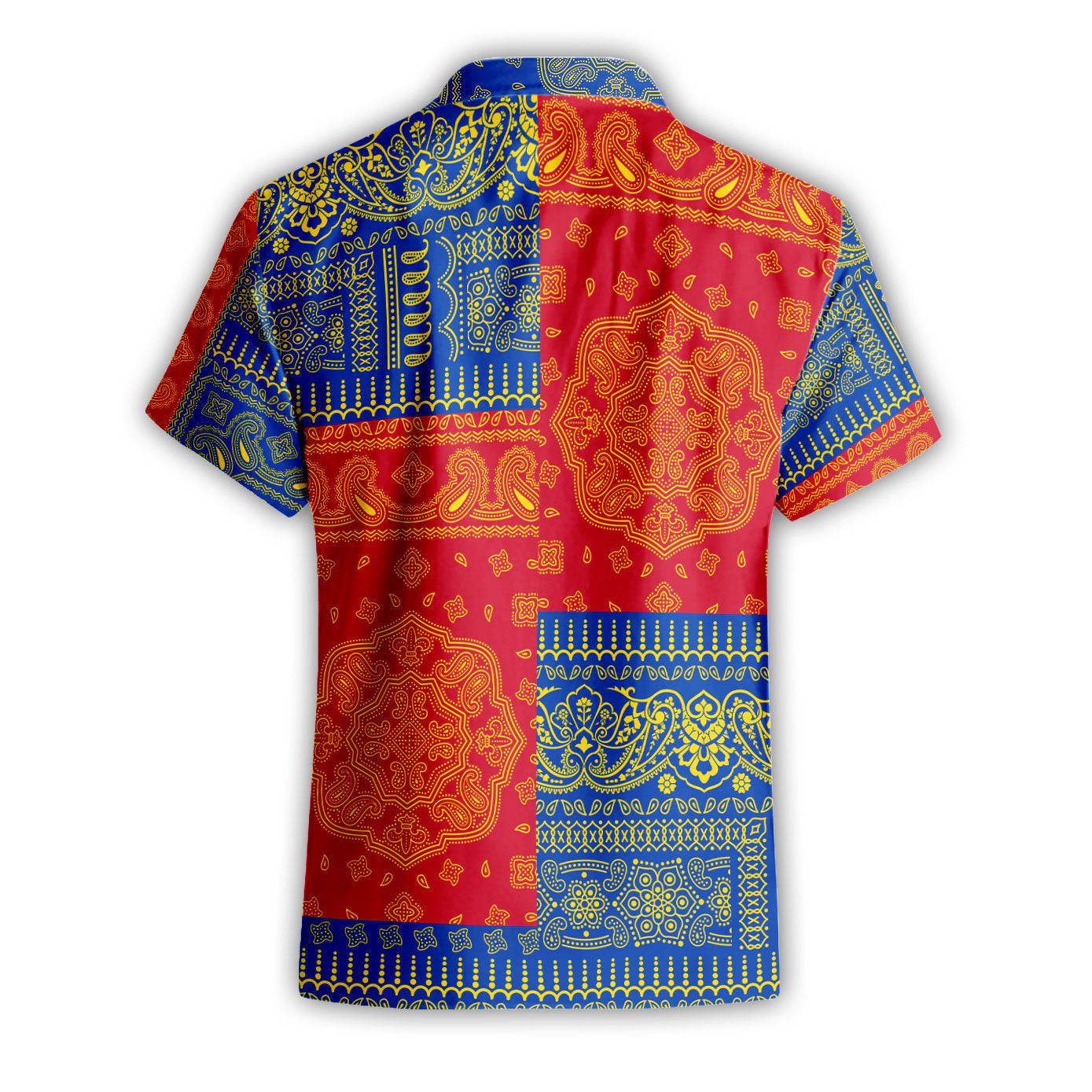 Moldova Short Sleeve Shirt Flag And Paisley Basic Style 3