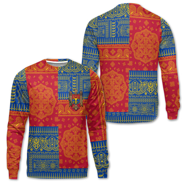 Moldova Sweatshirt Flag And Paisley Basic Style 1