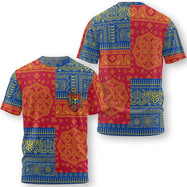 Moldova T Shirt Flag And Paisley Basic Style 1